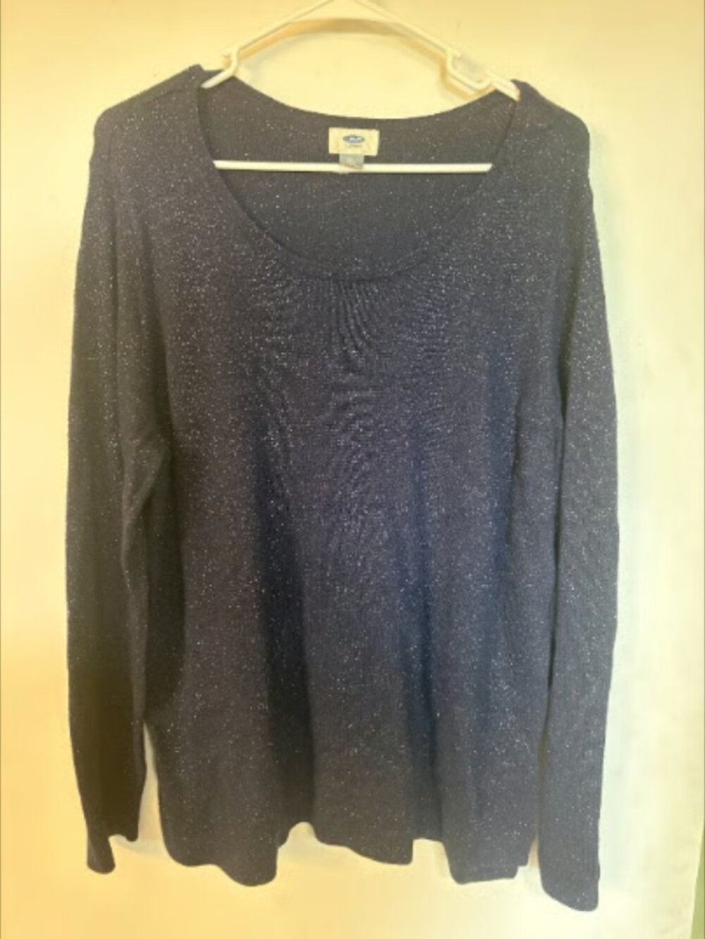 Old Navy Women's Sparkly Blue V-Neck Sweater